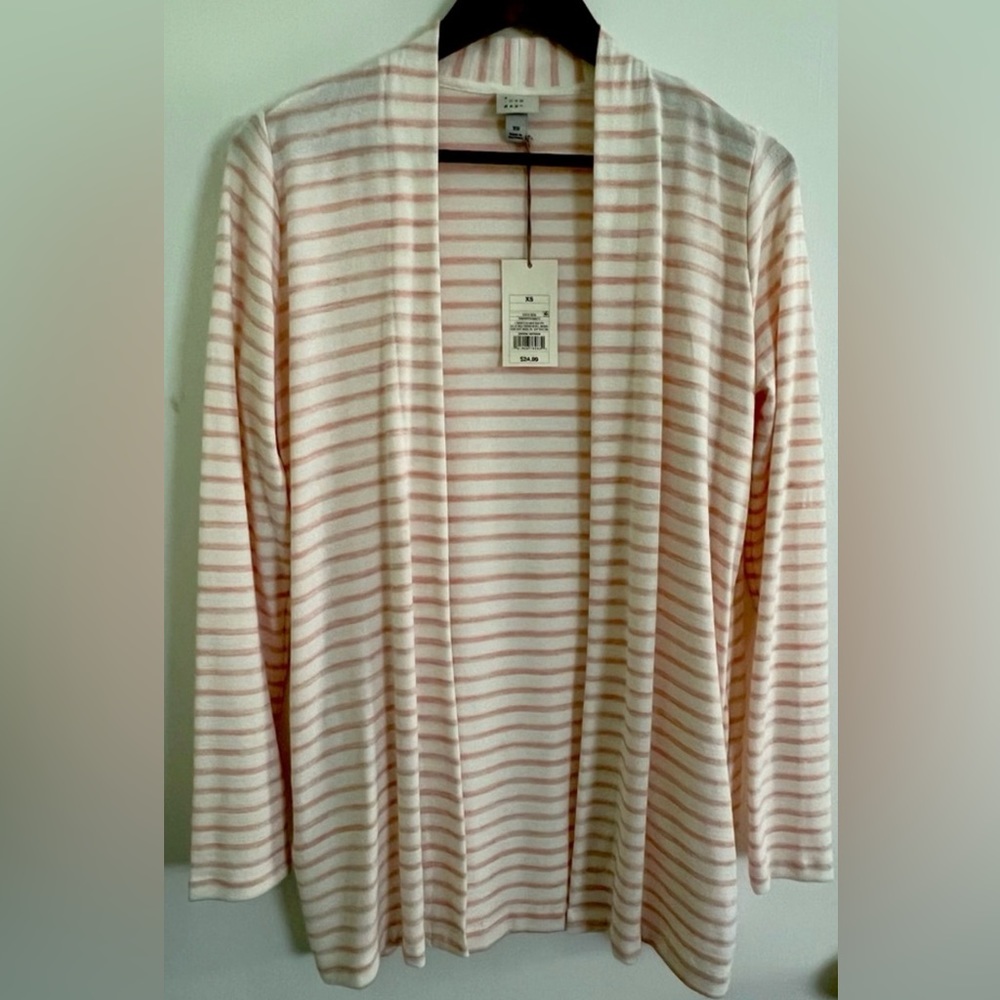 a new day Pink and White Striped Open Cardigan, NWT 🆕, Size XS